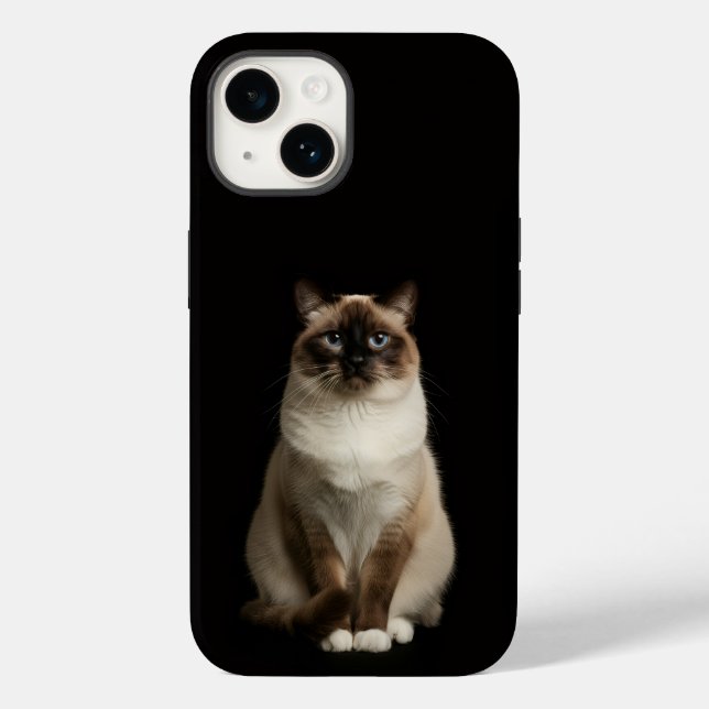 Coques Case-Mate iPhone Black 4 Luxe iPhone 14 Mate, Birmanese Cat (Verso)