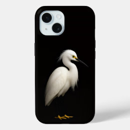 Coque Pour iPhone 15 Black 4 Luxe iPhone 15 Case-Mate, Snowy Egret