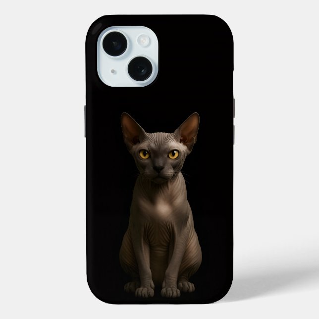 Coques Case-Mate iPhone Black 4 Luxe iPhone 15 Mate, Sphynx Cat (Verso)