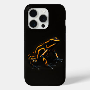 Coque iPhone 15 Pro Black 4 Luxe iPhone 15 Pro Mate, Black Orange Frog