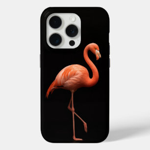 Coque iPhone 15 Pro Black 4 Luxe iPhone 15 Pro Mate, Flamant rose rose
