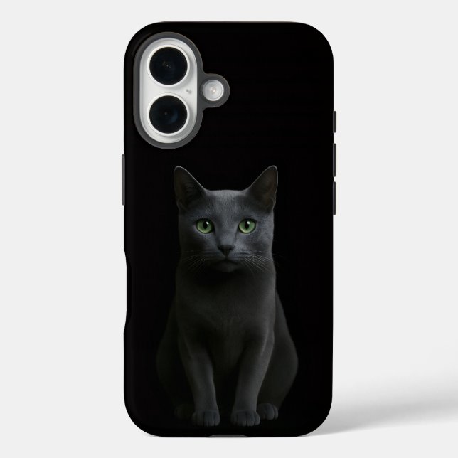 Coques Case-Mate iPhone Black 4 Luxe iPhone 16 Case-Mate, Russian Blue Cat (Verso)