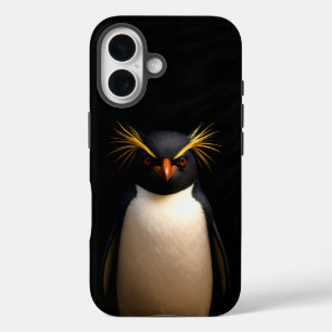 Coque Pour iPhone 16 Black 4 Luxe iPhone 16 Mate, Rockhopper Penguin