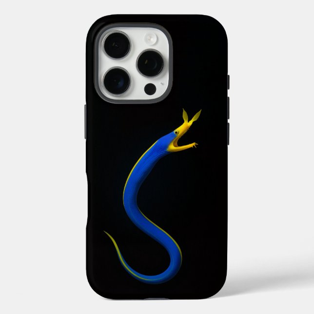 Coques Case-Mate iPhone Black 4 Luxe iPhone 16 Pro, Anguille Ruban Bleu (Verso)