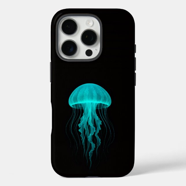 Coques Case-Mate iPhone Black 4 Luxe iPhone 16 Pro, Green Jellyfish (Verso)