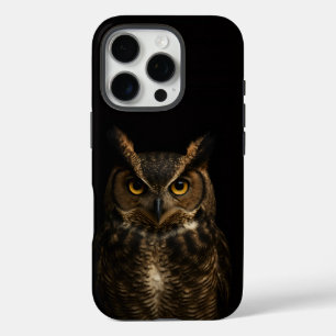 Coques iPhone 16 Pro Black 4 Luxe iPhone 16 Pro Mate, Golden Eye Owl