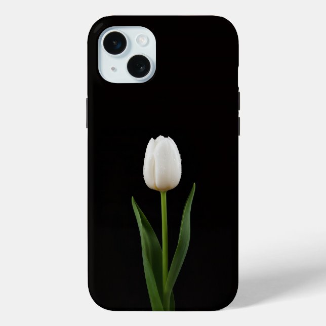 Coques Case-Mate iPhone Black 4 Luxe, Pearl White Tulip iPhone 15 Plus (Verso)