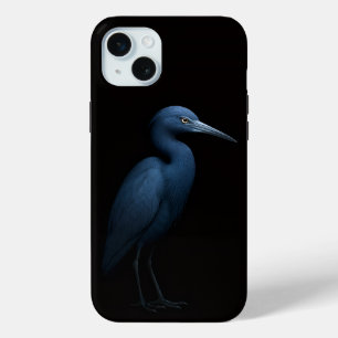 Coque iPhone 15 Mini Black 4 Luxe, Petit Héron Bleu iPhone 15 Plus