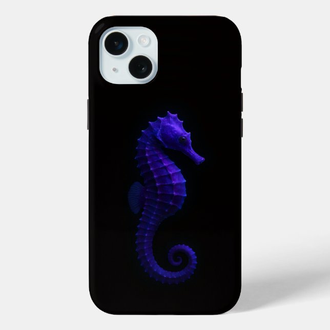 Coques Case-Mate iPhone Black 4 Luxe, Violet Blue Seahorse (Verso)