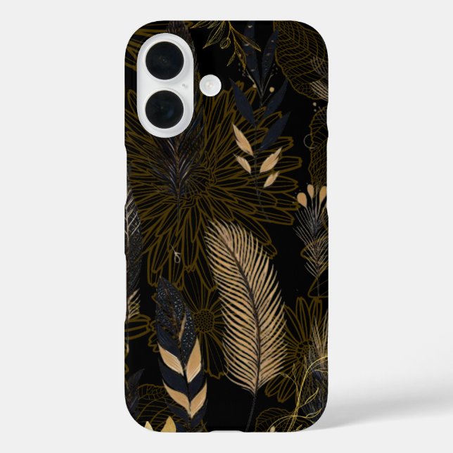 Coques Case-Mate iPhone Black and Gold Feather Printed iPhone / iPad case (Verso)