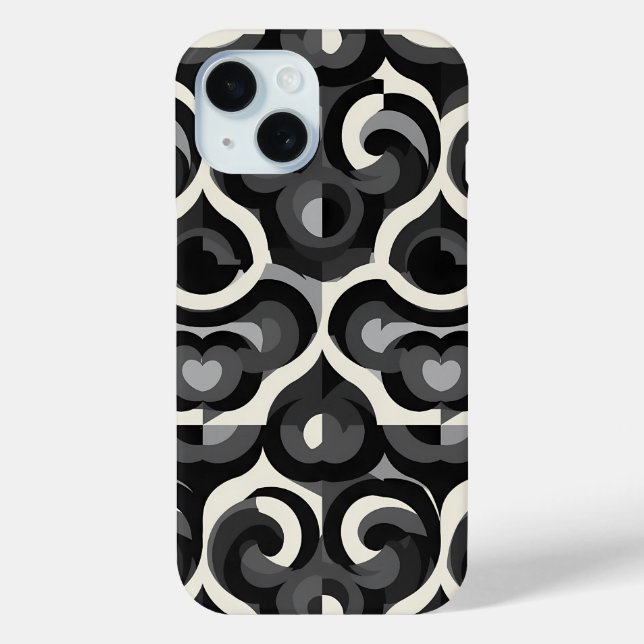Coques Case-Mate iPhone Black and White Retro Abstract Pattern (Verso)