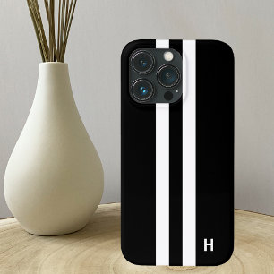Case-Mate iPhone Case Black avec White Racing Stripes pour hommes