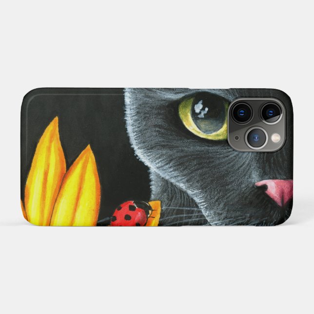 Coques Case-Mate iPhone Black Cat 510 coccinelle jaune (Dos (Horizontal))