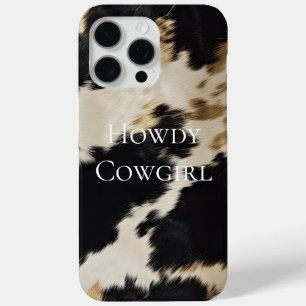 Coque iPhone 15 Pro Max Black Cream Gold Western Cowhide