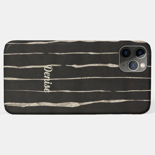 Coques Case-Mate iPhone Black & Faux Gold Stried (Dos (Horizontal))