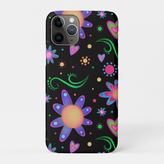 Coques Case-Mate iPhone Black Floral Inspirivity Amusant mignon fille (Dos)