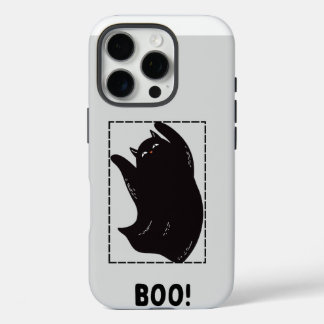 Coques iPhone 16 Pro Black Funny Halloween's Cat Ghost iPhone 16 case