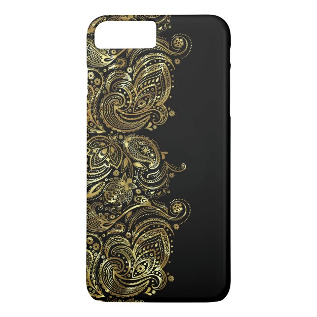 Coques Case-Mate iPhone Black & Gold Floral Paisley dentelle (Dos)