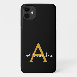 Case-Mate iPhone Case Black Gold Girl Script Monogramme Nom Moderne