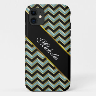 Etui iPhone Case-Mate Black Gold Turquoise ZigZag