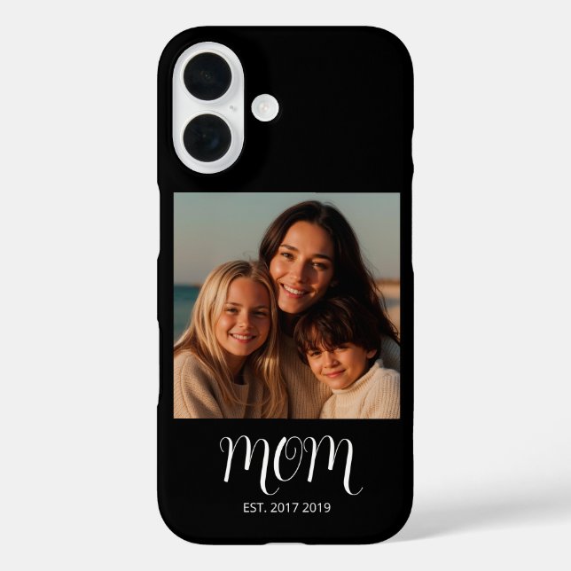Coques Case-Mate iPhone Black Graceful Script Mom Established Photo  (Verso)