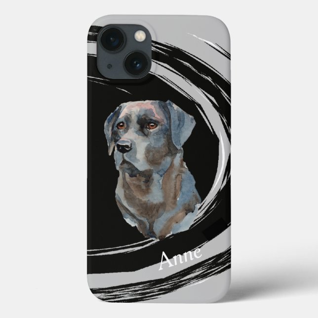 Coques Case-Mate iPhone Black Labrador Retriever Dog Abstrait Swirl (Verso)
