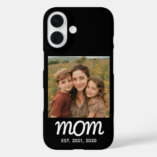 Coque Pour iPhone 16 Black Mom Established Script Photo