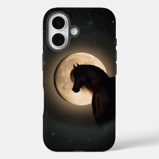 Coque Pour iPhone 16 Black Moon Shine Horse Phone Case