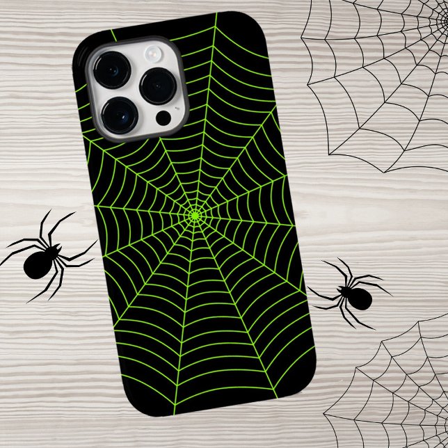 Coques Case-Mate iPhone Black neon vert toile d'araignée Halloween motif (Protect your phone with fun Halloween spider web iPhone case. In many different colors. )