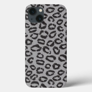 Case-Mate iPhone Case Black net lace with leopard pattern on white