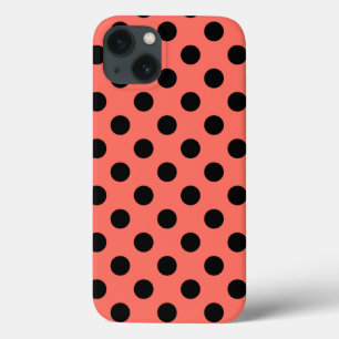 Case-Mate iPhone Case Black polka dots on living coral Case-Mate iPhone 
