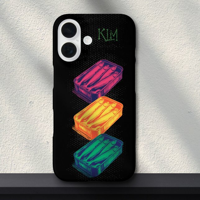 Coques Case-Mate iPhone Black Pop Art Sardine Art Grunge dessin Monogramme (Créateur téléchargé)