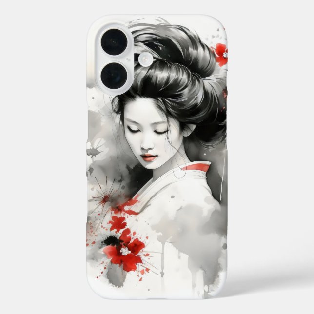 Coques Case-Mate iPhone Black Red Geisha (Verso)
