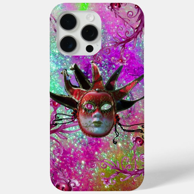 Coques Case-Mate iPhone BLACK RED JESTER MASK Masquerade Party Purple Blue (Verso)