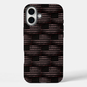 Coques iPhone 16 Plus Black Rose Grunge Vintage American Flag Motif