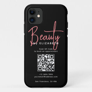 Case-Mate iPhone Case Black Rose Script Beauté Professional QR Code