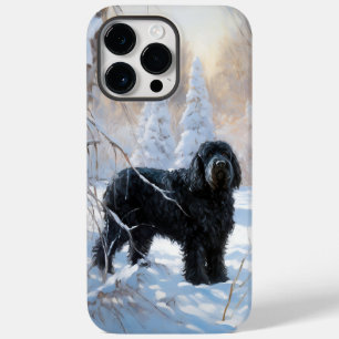 Coque Pour Pour iPhone 14 Pro Max Black Russian Terrier Laisser neiger Noël