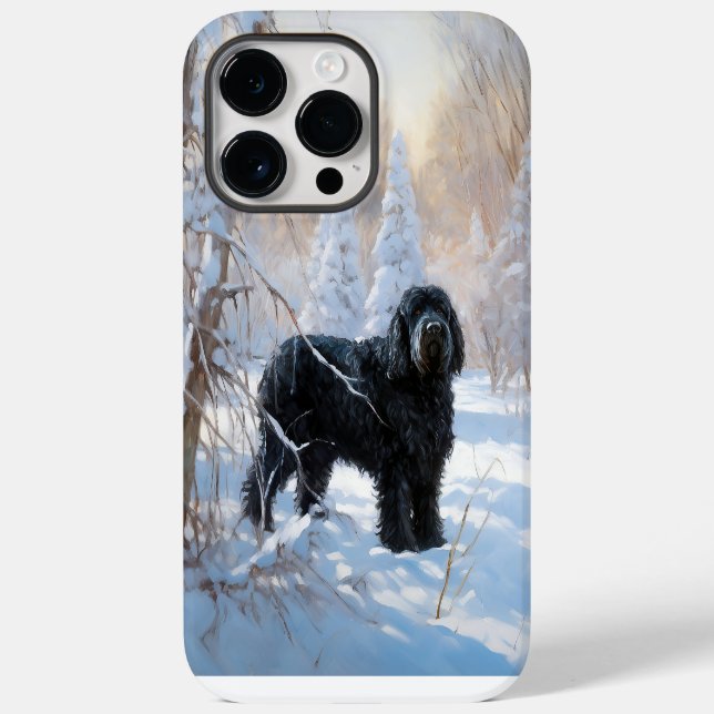 Coques Case-Mate iPhone Black Russian Terrier Laisser neiger Noël (Verso)