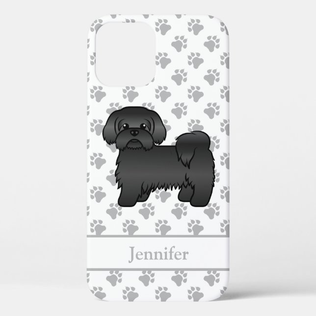 Coques Case-Mate iPhone Black Shih Tzu Cute Cartoon Chien & Nom (Verso)
