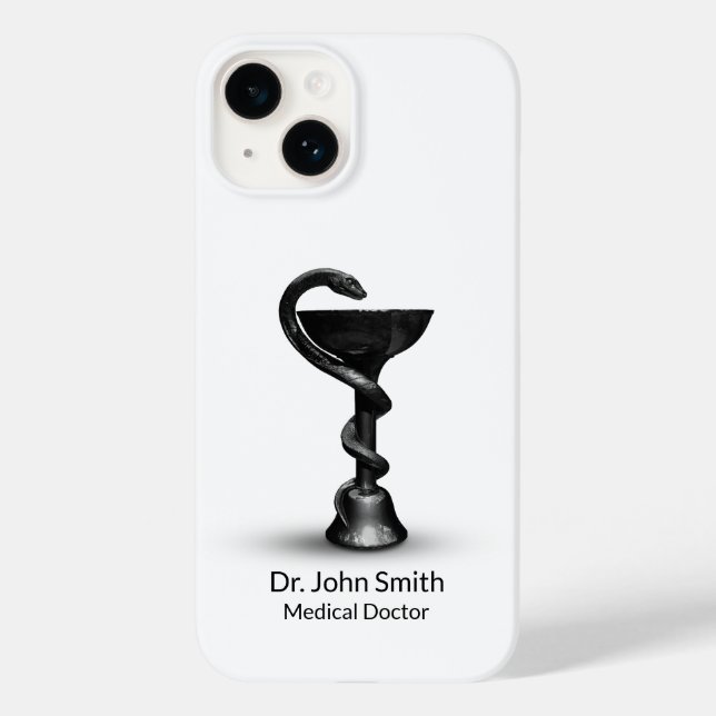 Coques Case-Mate iPhone Black Snake Bowl Hygieia White Caduceus Médicale (Verso)