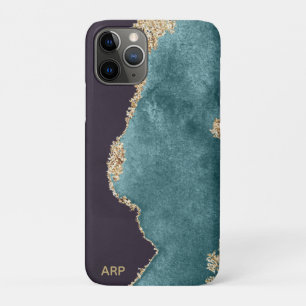 Case-Mate iPhone Case *~* Black Turquoise Moss Agate Geode Gold Parties 