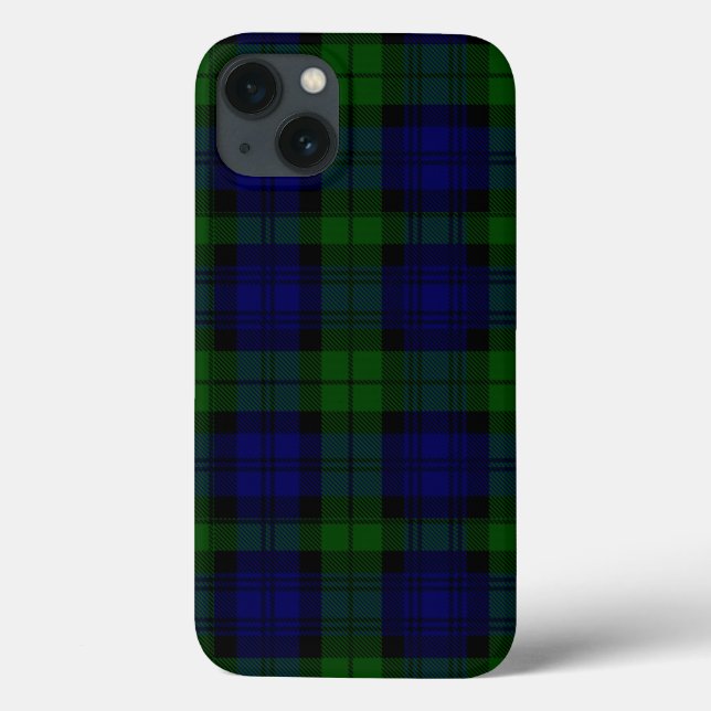 Coques Case-Mate iPhone Black Watch Tartan bleu vert Plaid (Verso)