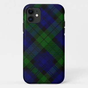Coque iPhone 11 Black Watch Tartan bleu vert Plaid