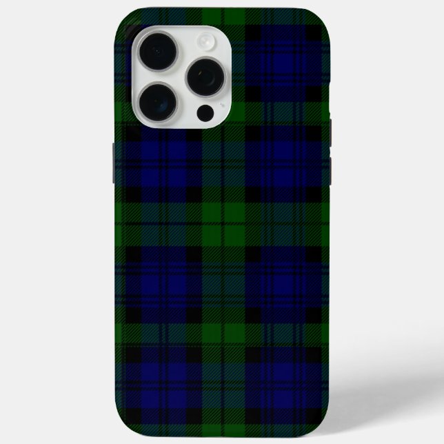 Coques Case-Mate iPhone Black Watch Tartan bleu vert Plaid (Verso)