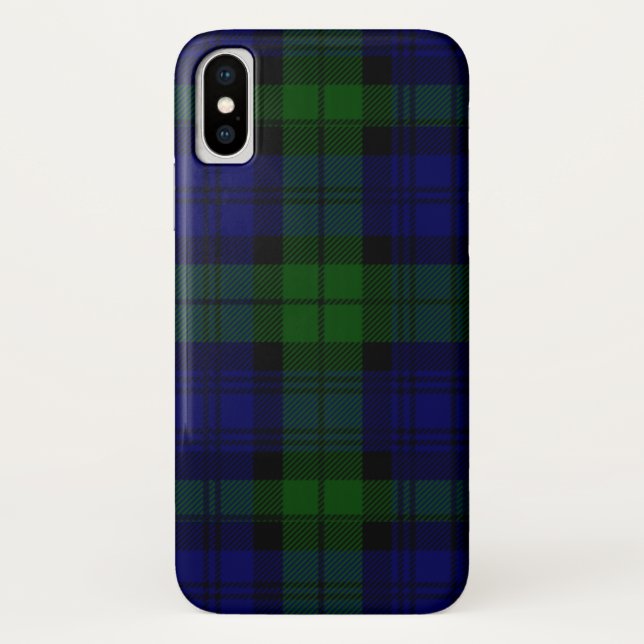 Coques Case-Mate iPhone Black Watch Tartan bleu vert Plaid (Dos)