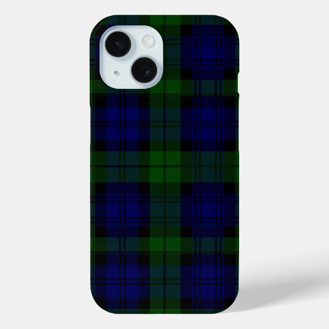 Coques Case-Mate iPhone Black Watch Tartan bleu vert Plaid (Verso)