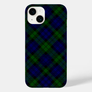 Coque Pour iPhone 14 Black Watch Tartan bleu vert Plaid