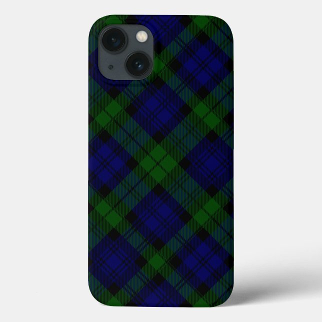 Coques Case-Mate iPhone Black Watch Tartan bleu vert Plaid (Verso)