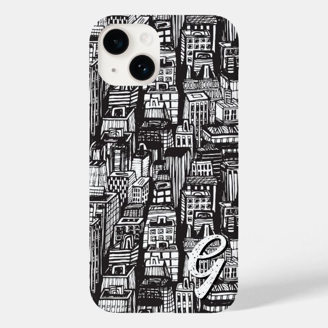 Coques Case-Mate iPhone Black & White Downtown City, gratte-ciel, Monogram (Verso)