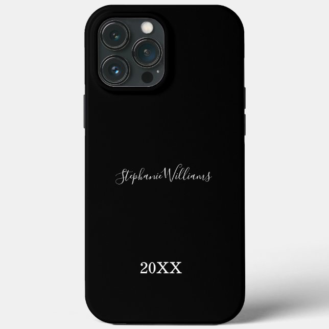 Coques Case-Mate iPhone Black White Elegant Personnalisé Nom Année Cadeau  (Verso)
